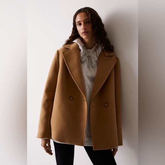 H&M | DOUBLE BREASTED BLAZER JACKET | SIZE: L | COLOR: CAMEL | NWOT - Picture 3 of 9